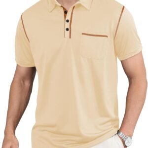 Men's Polo Shirts Short Sleeve Golf Polo T Shirt Lightweight Casual Button Down Shirts Summer Collared with Pocket