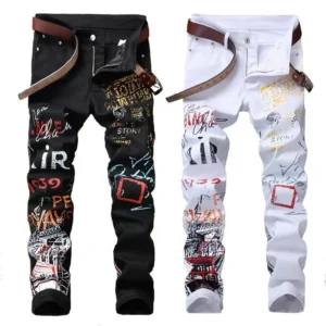 European and American overalls, autumn and winter jeans, men's loose casual trousers, elastic straight trousers