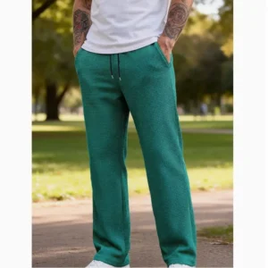 Spring and Autumn European and American Men's Straight Pants Solid Color Drawstring Waist Casual Pants Sports Pants