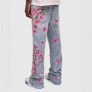 European and American street fashion Ins hot-selling new men's mid-waist embroidered jeans casual pants