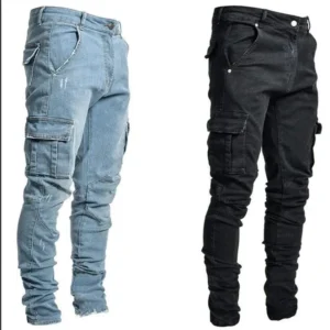 2026 new European and American men's casual jeans 100% polyester loose pants spring and autumn