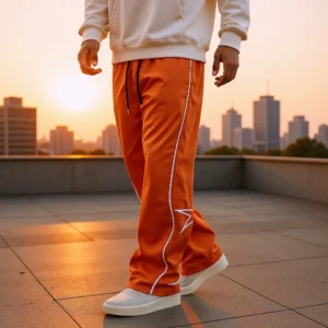 Men's new embroidered casual trousers European and American high street style trendy loose trousers