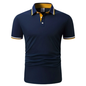 Men's Short-sleeved Top with Contrast Color Collar, Fashionable Business Casual Style, Knitted Collar + Cuffs, Workwear, Suitable for Daily Work and Casual Wear, Ideal as a Gift