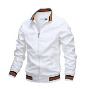 Men's Classic Design Baseball Collar Jacket For Spring Fall, Men's Bomber Jacket Windbreaker Jacket