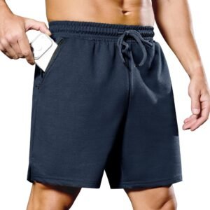 SILKWORLD Mens Running Shorts 6" Athletic Workout Casual Sweat Shorts Cotton Blend Breathable Jogger Shorts with Pockets